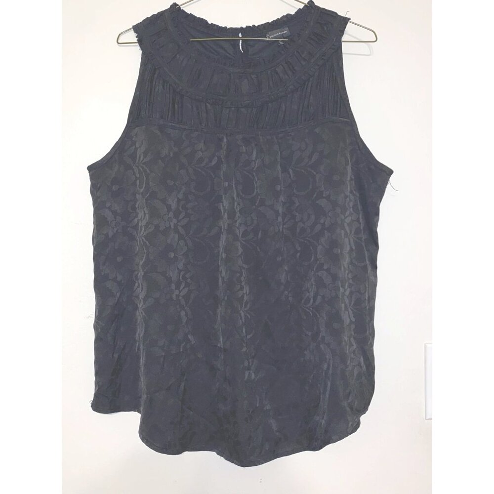 Women's Buckle Black Lace-Style Sleeveless Pullover Top Size Medium